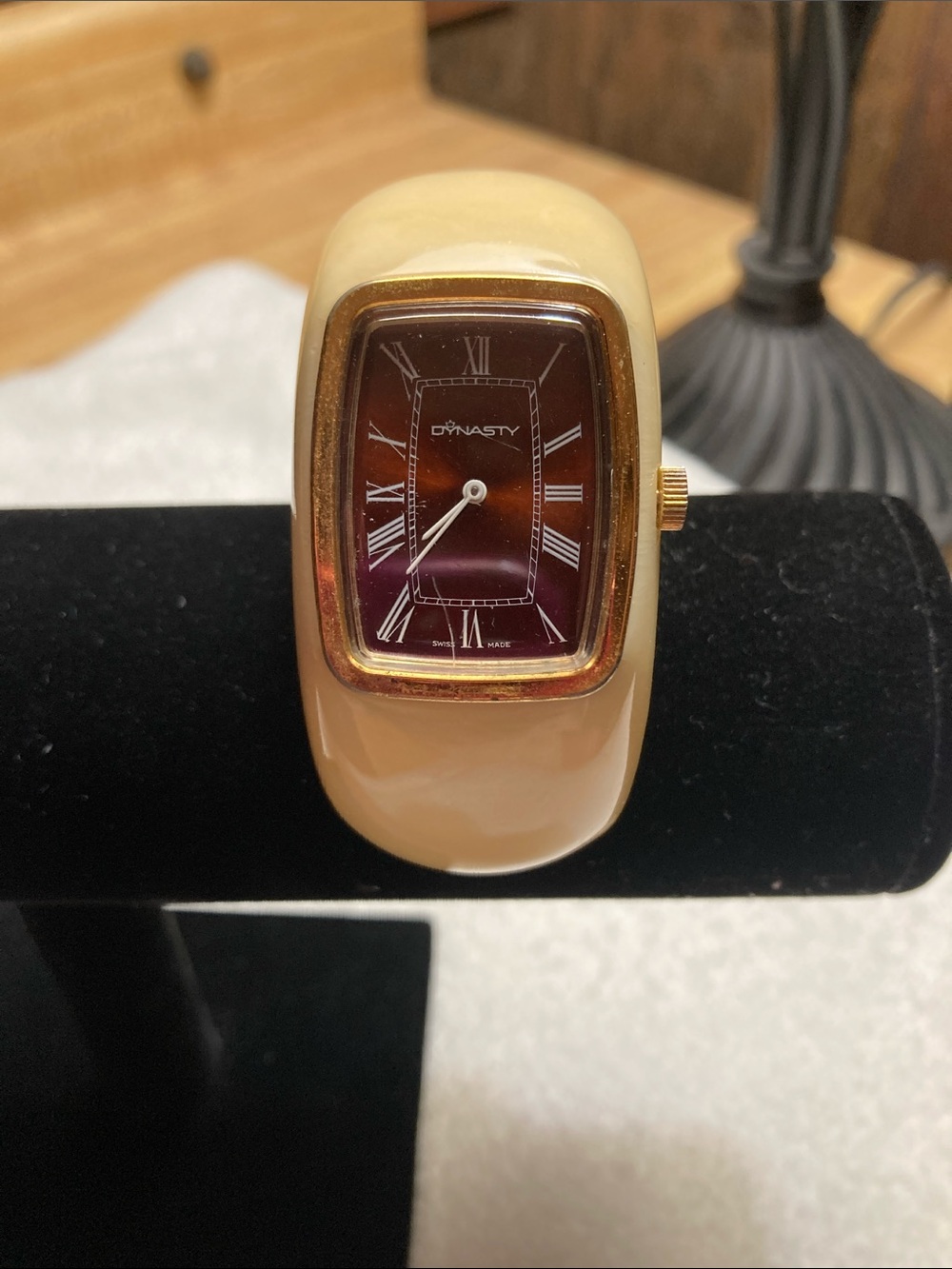 Dynasty Women's Cream Bangle Watch with Amber Dial
